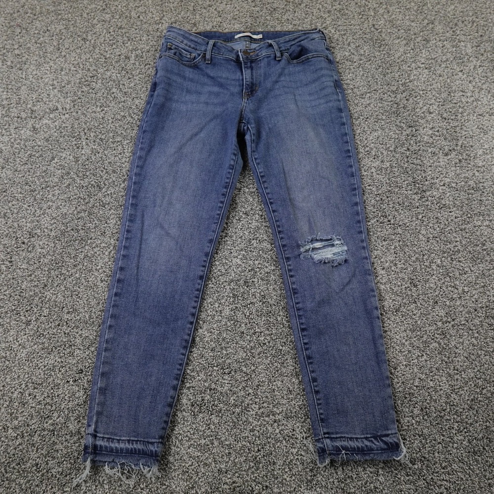 Levis Jeans Womens 29 Dark Blue Denim Pants 711 Skinny Low Rise Stretch Preppy